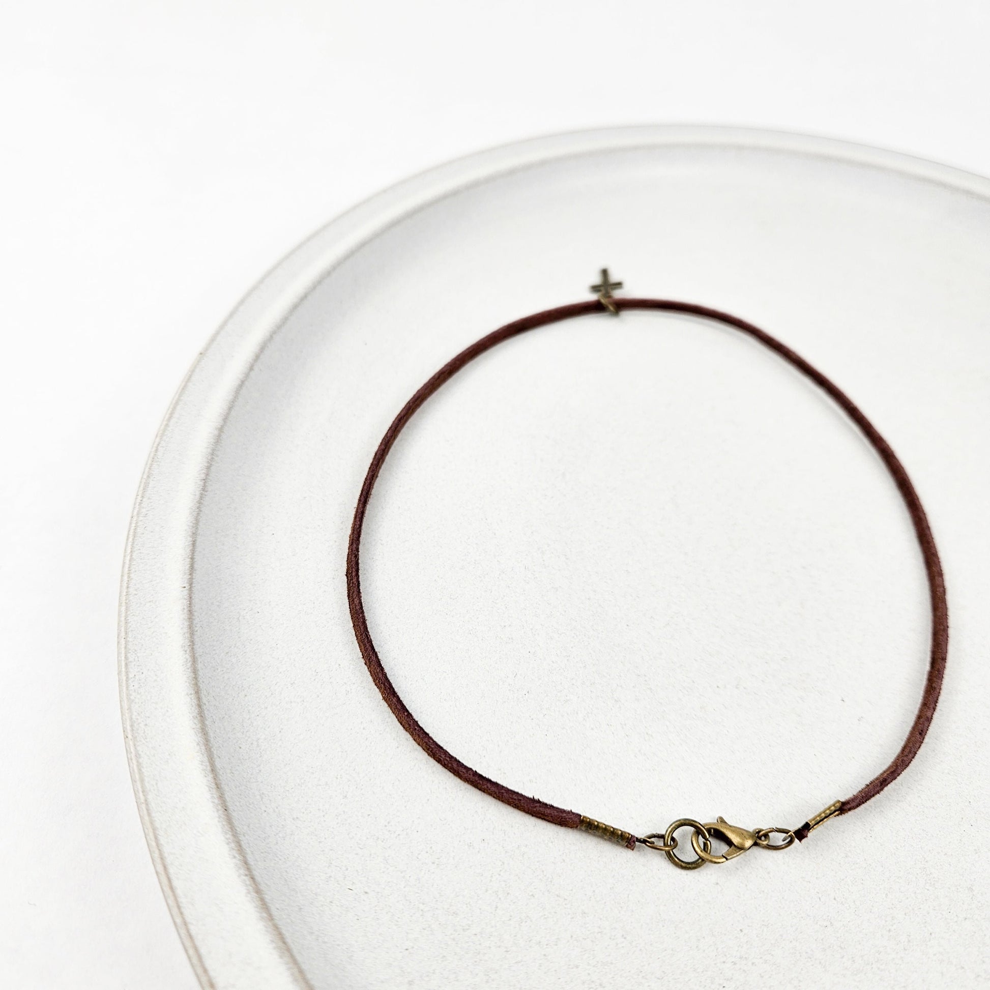 Child's Cross + Leather Essential Oil Diffuser Necklace