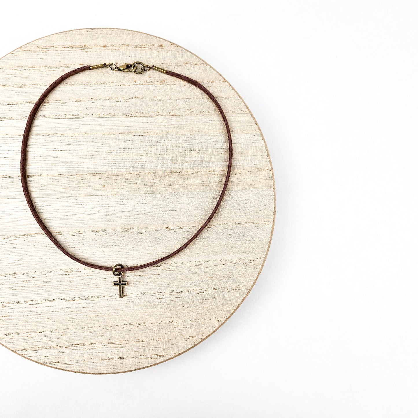Child's Cross + Leather Essential Oil Diffuser Necklace