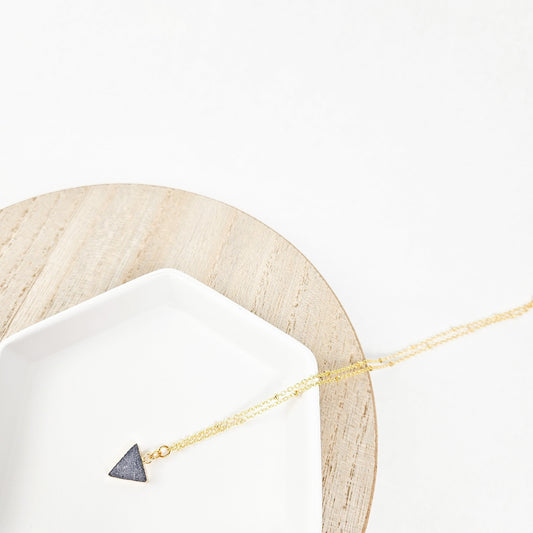 Dainty Smoky Quartz Druzy Triangle Necklace