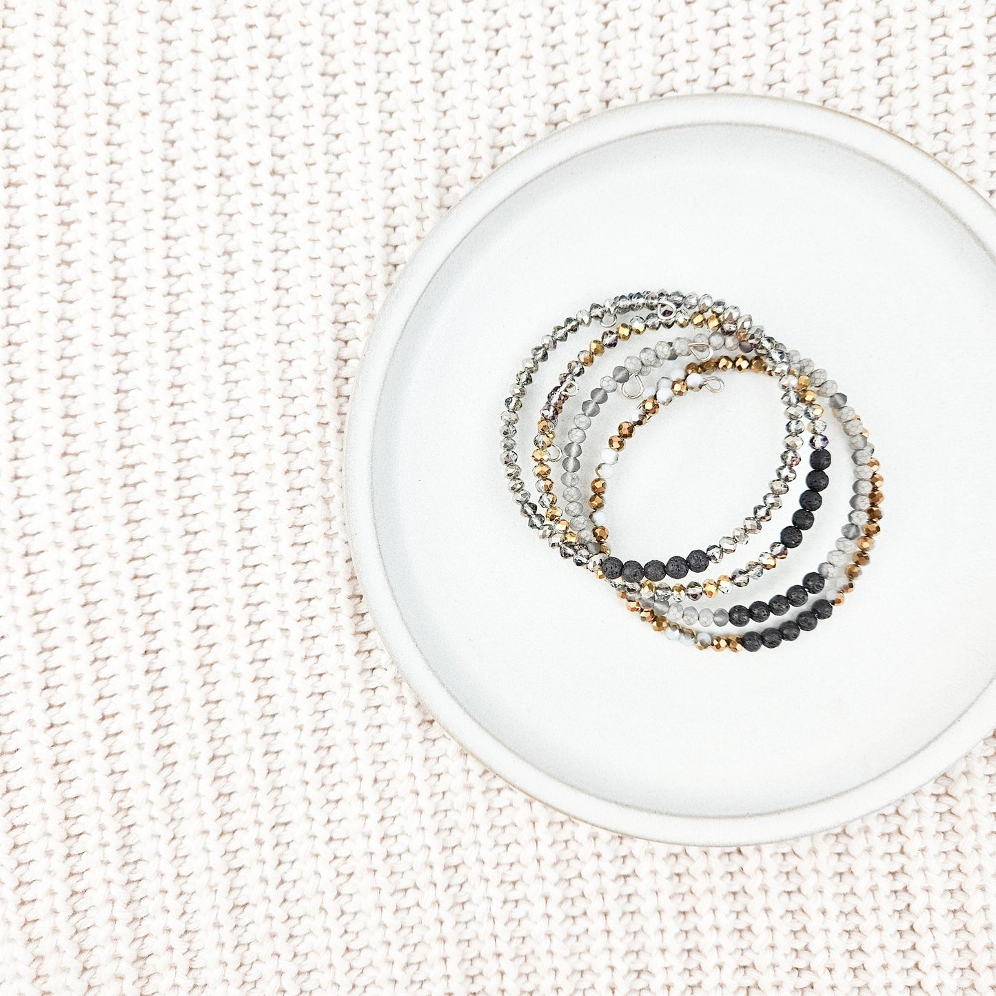 Glass + Lava Gold Bangle Bracelet Set