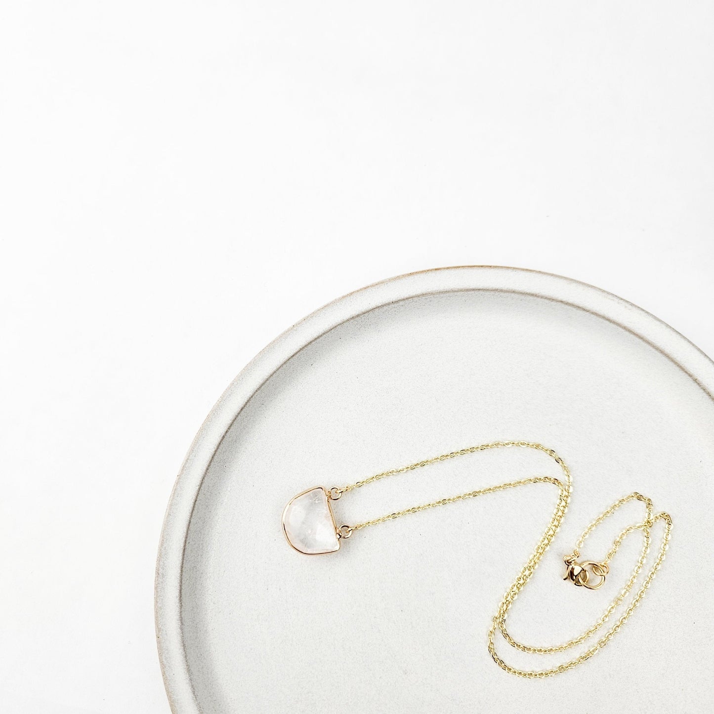 Half Moon Clear Quartz Crystal Necklace
