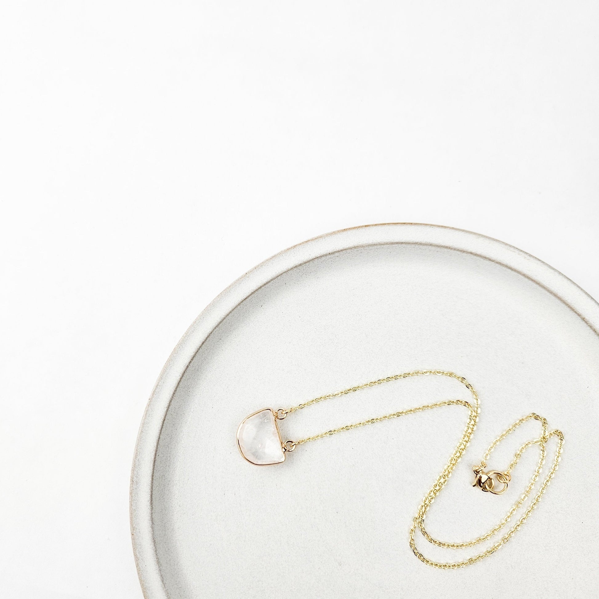 Half Moon Clear Quartz Crystal Necklace