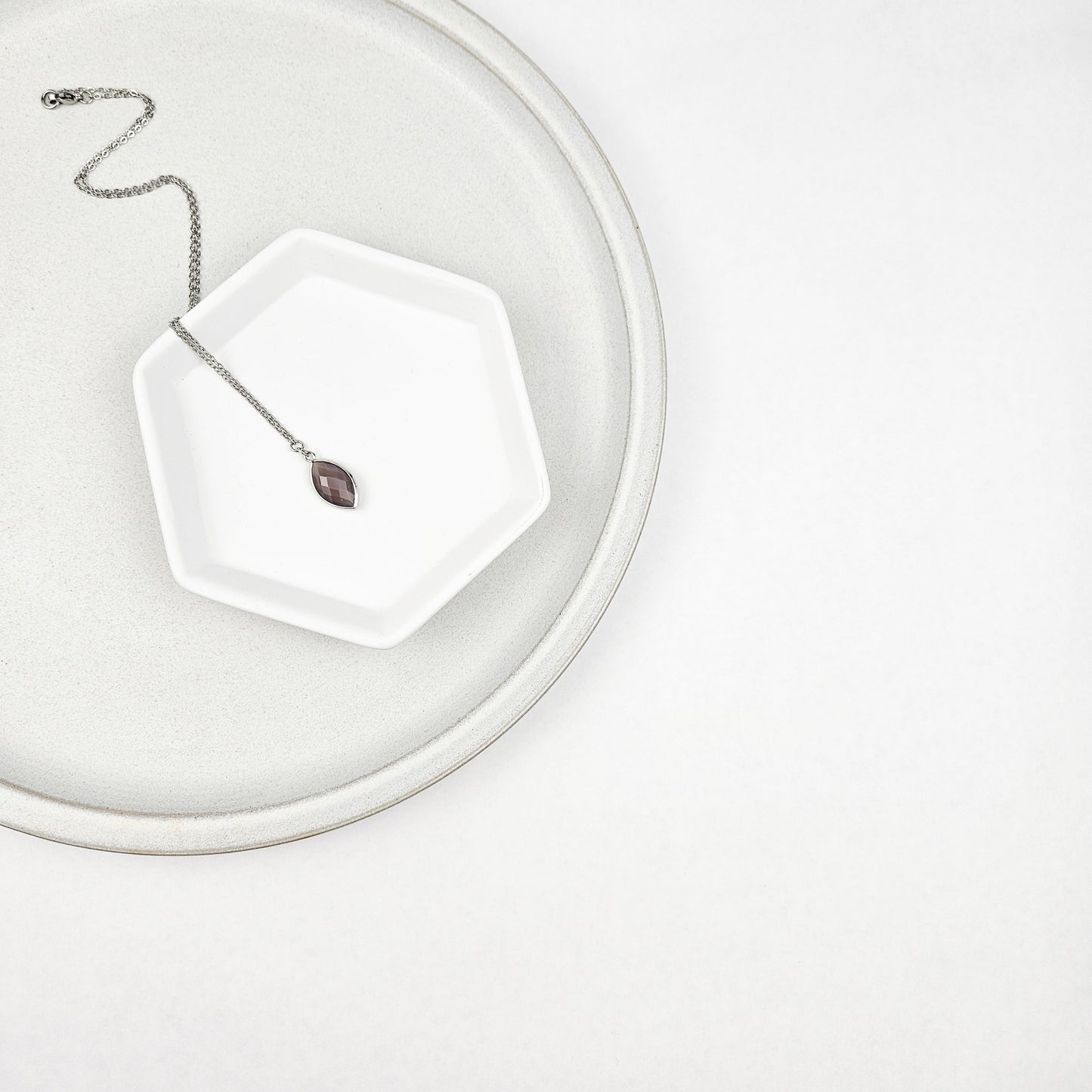 Faceted Agate Crystal Silver Necklace