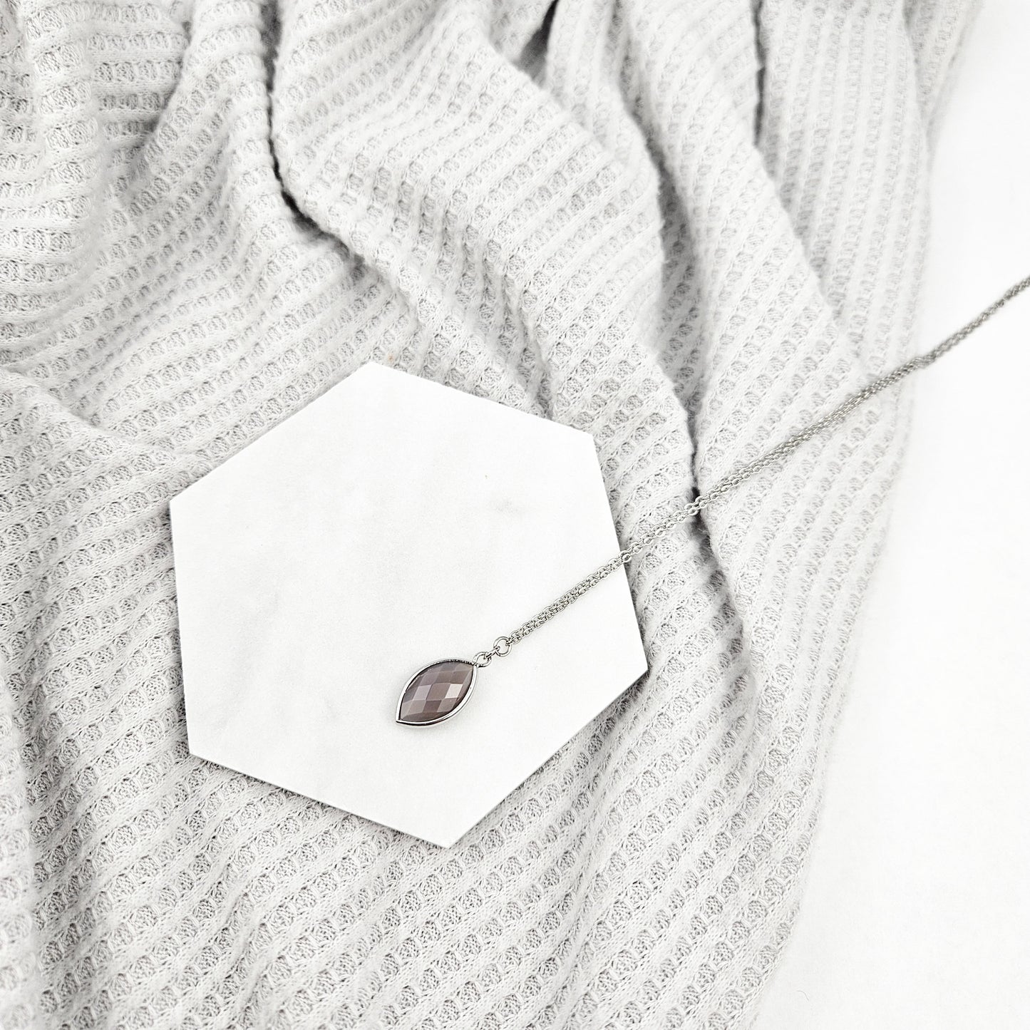 Faceted Agate Crystal Silver Necklace