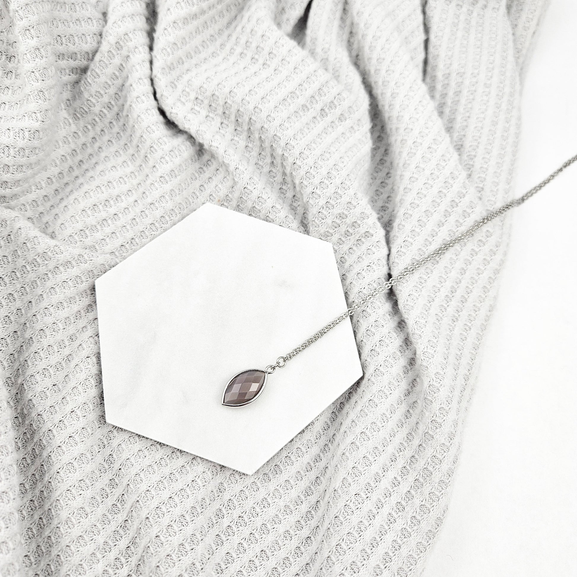 Faceted Agate Crystal Silver Necklace