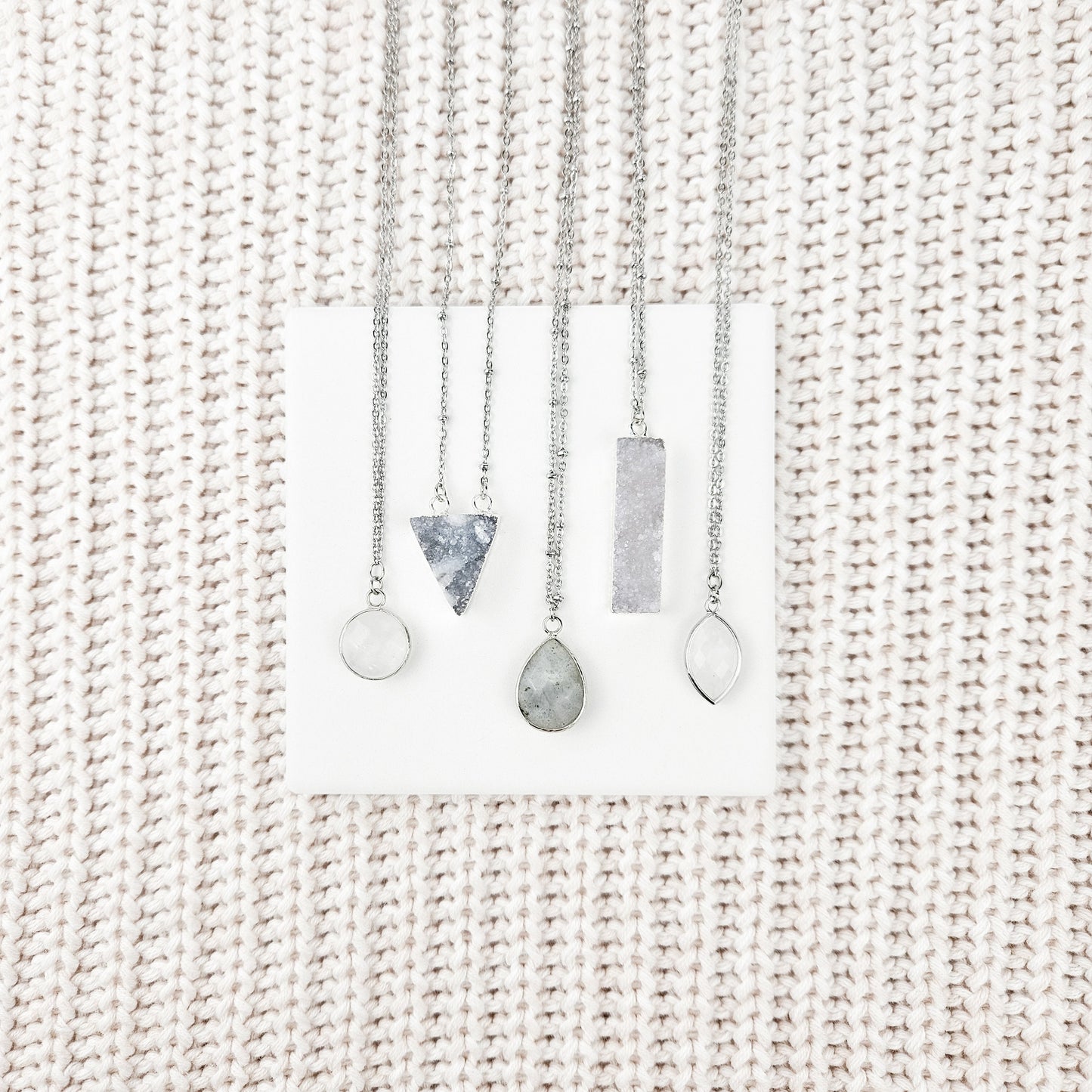 Teardrop Labradorite Crystal Silver Necklace