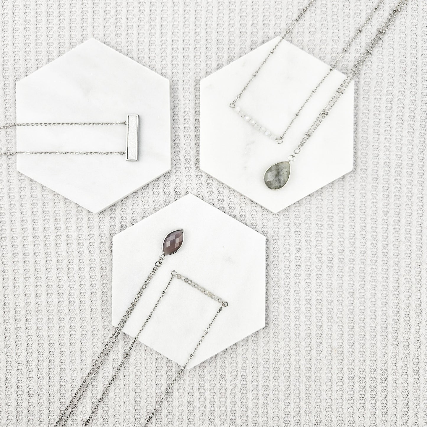 Dainty Gem Bead Bar Moonstone Necklace