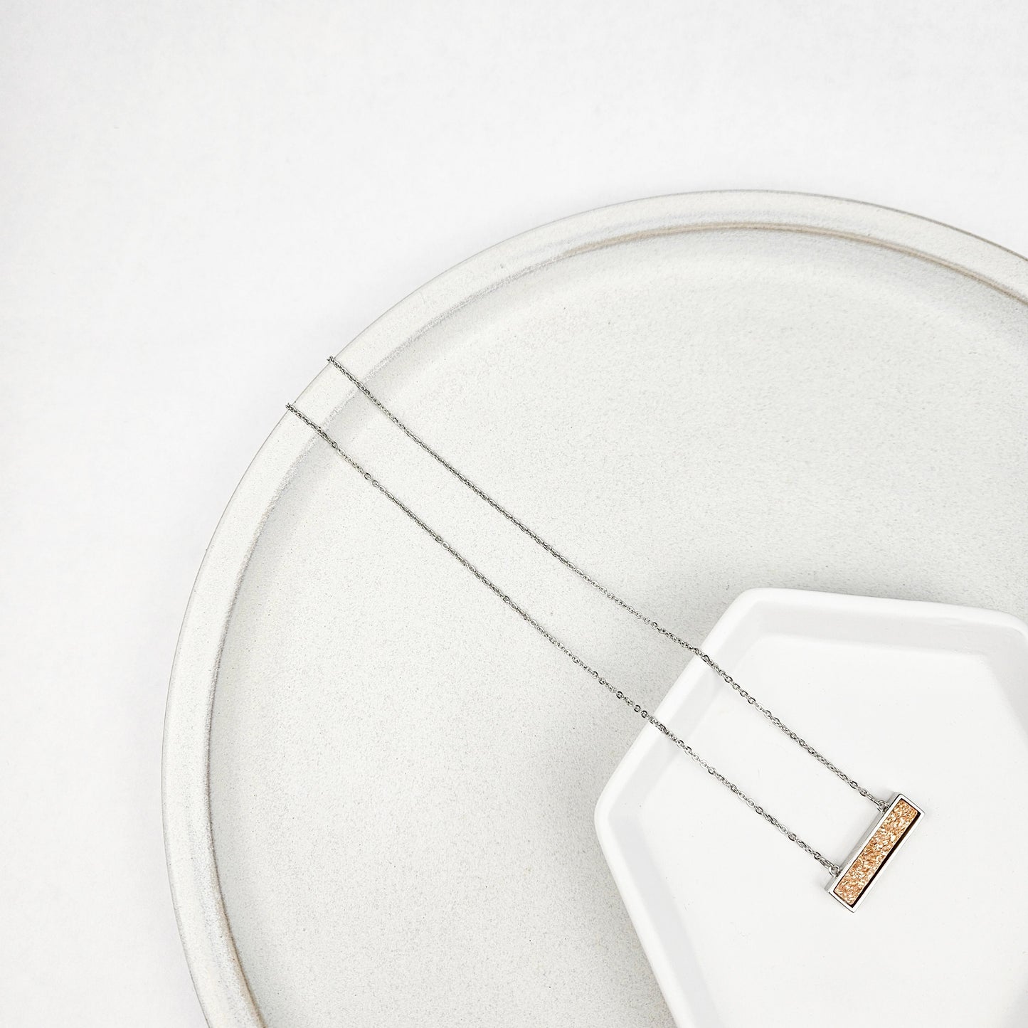 Dainty Champagne Druzy Bar Necklace
