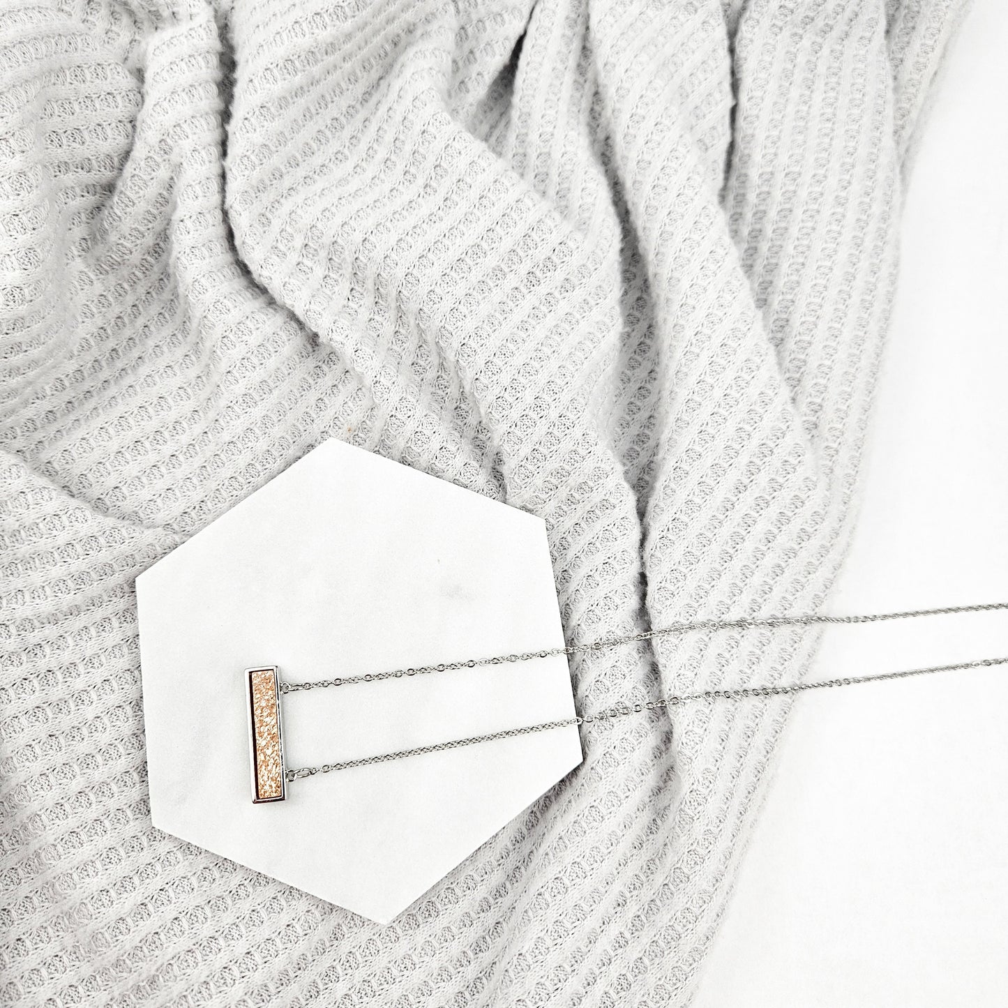 Dainty Champagne Druzy Bar Necklace