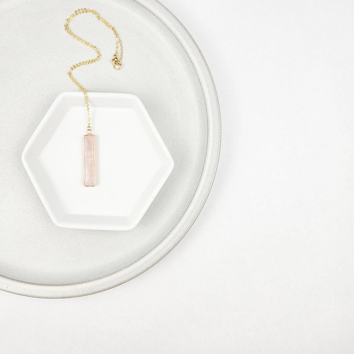Rose Quartz Bar Necklace