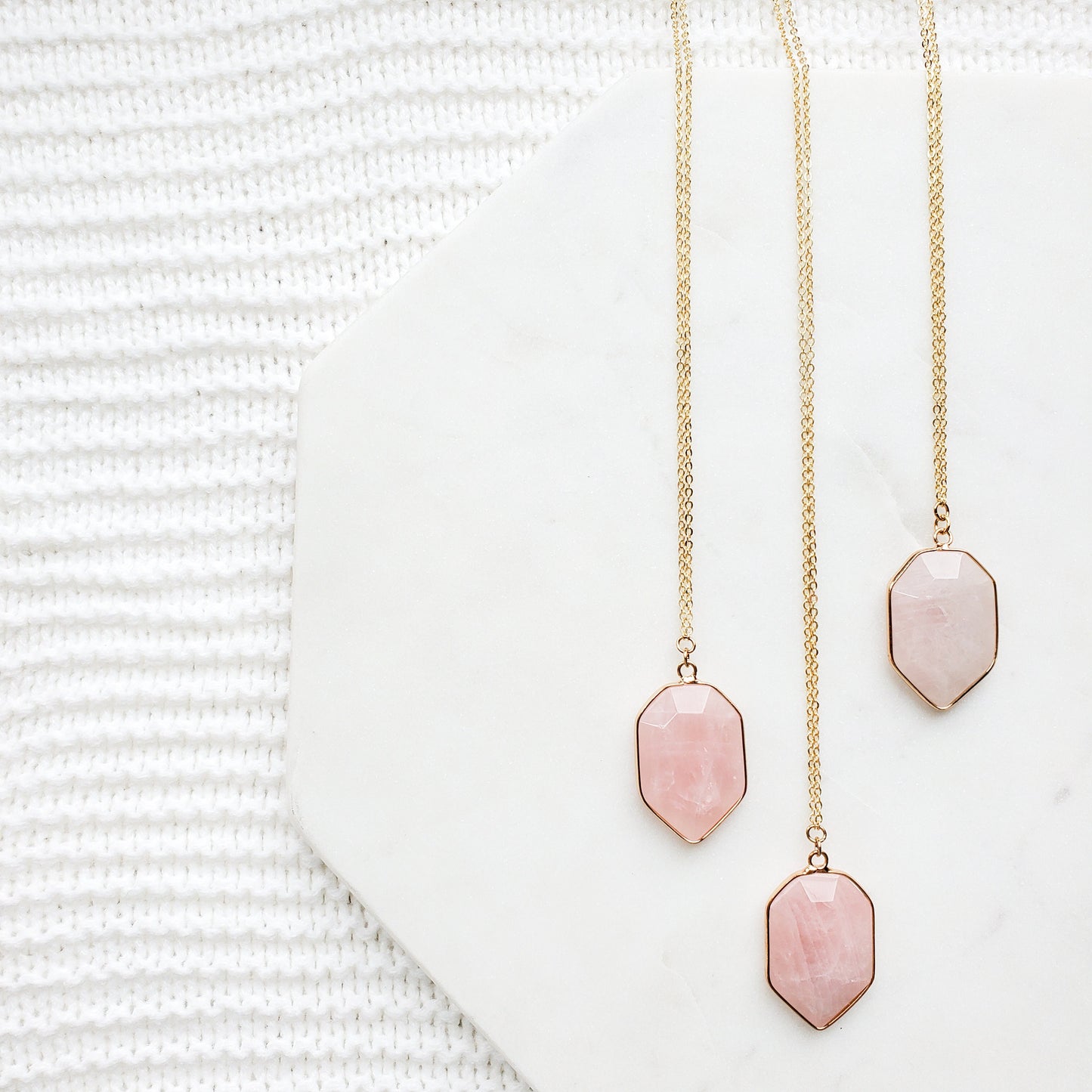 Rose Quartz Crystal Shield Necklace