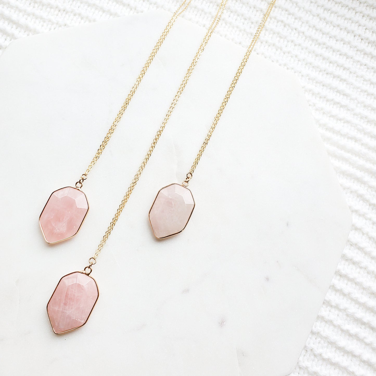 Rose Quartz Crystal Shield Necklace