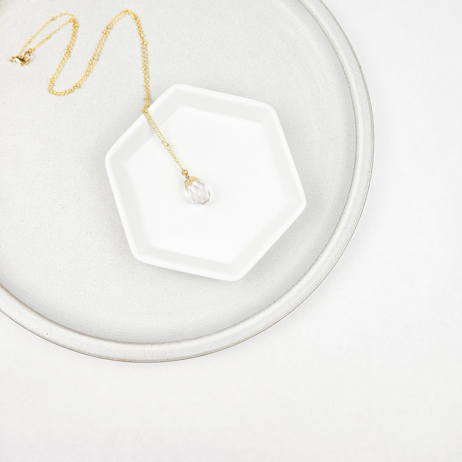 Clear Quartz Gem Drop Crystal Necklace