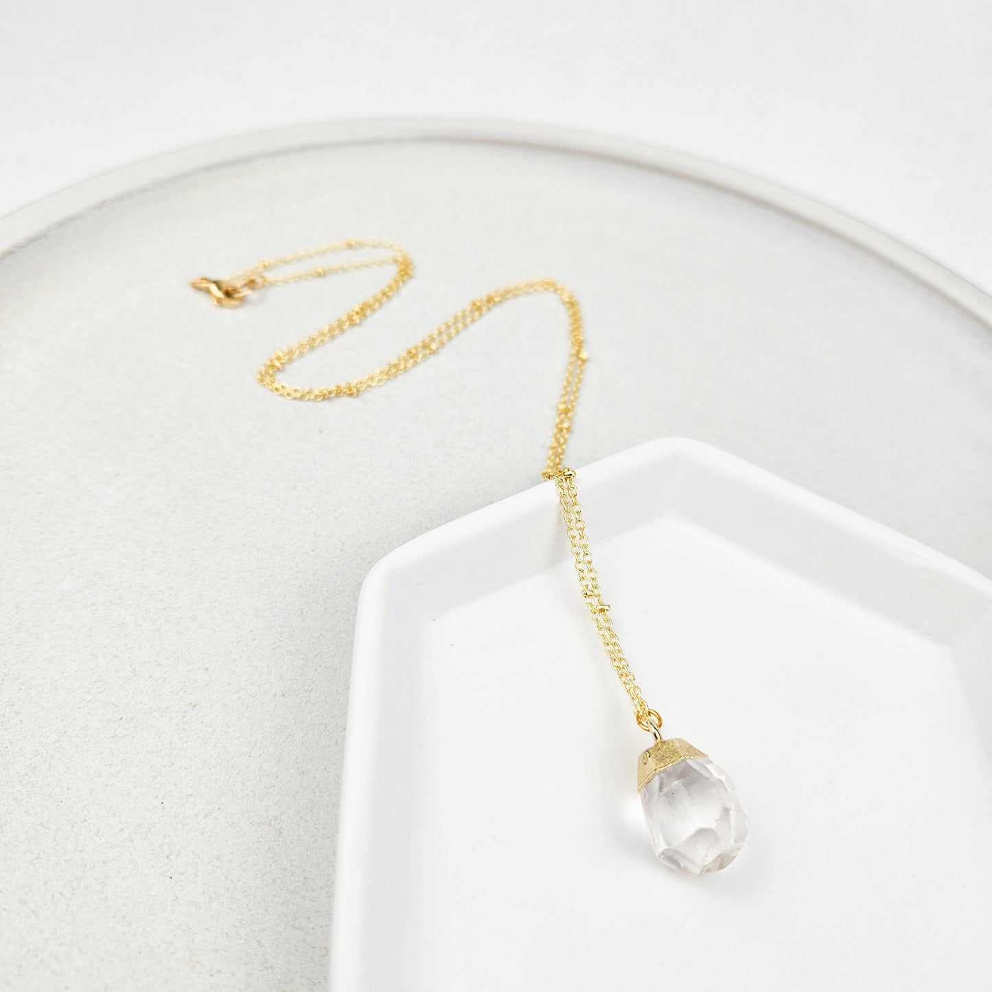 Clear Quartz Gem Drop Crystal Necklace