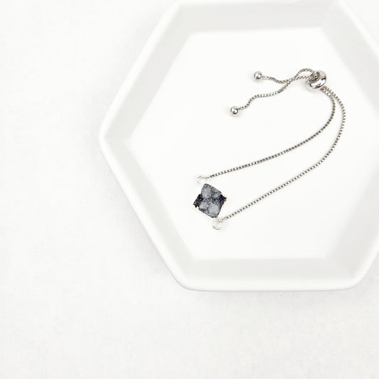 Adjustable Smoky Quartz Druzy Crystal Silver Bracelet