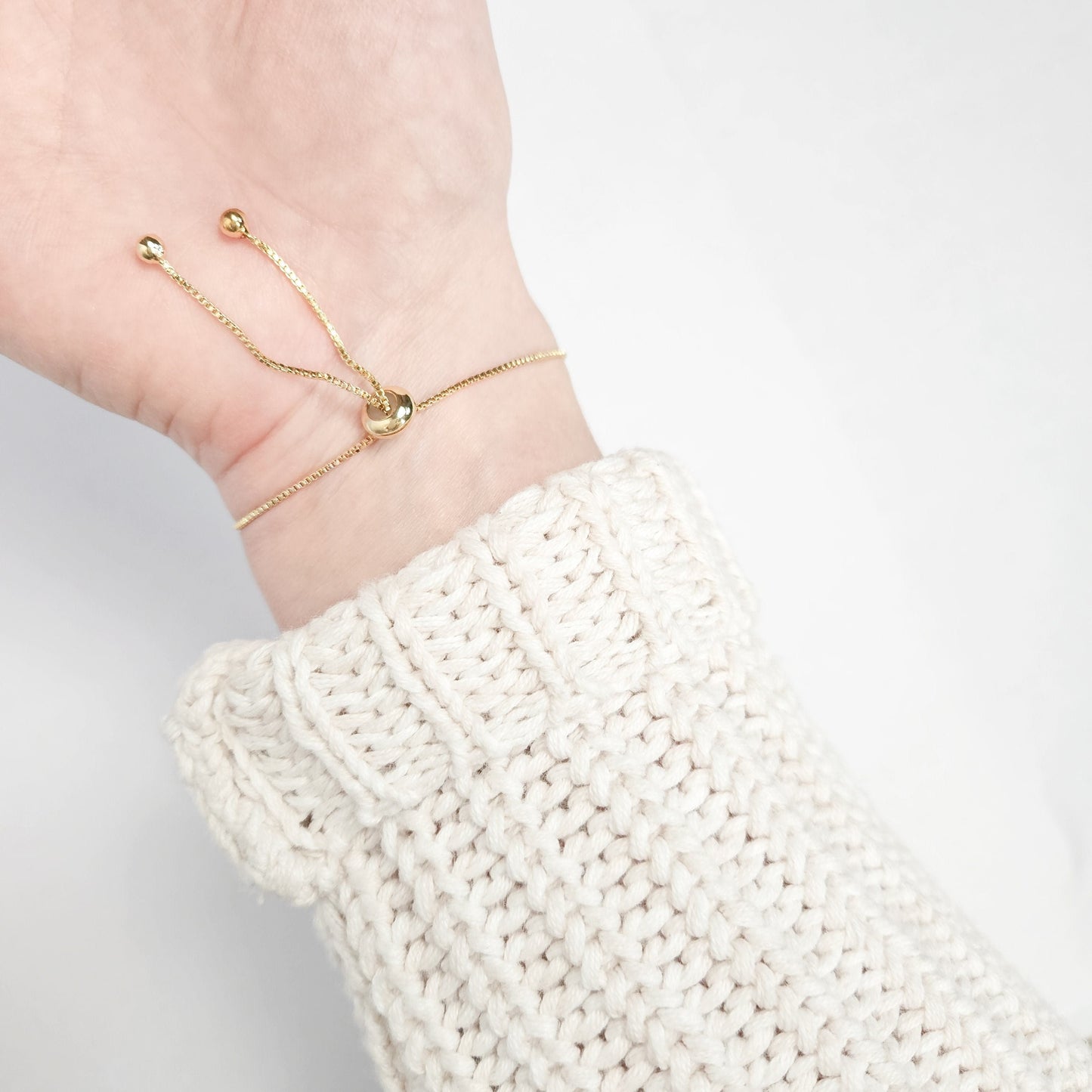 Adjustable Beige Druzy Quartz Crystal Bracelet