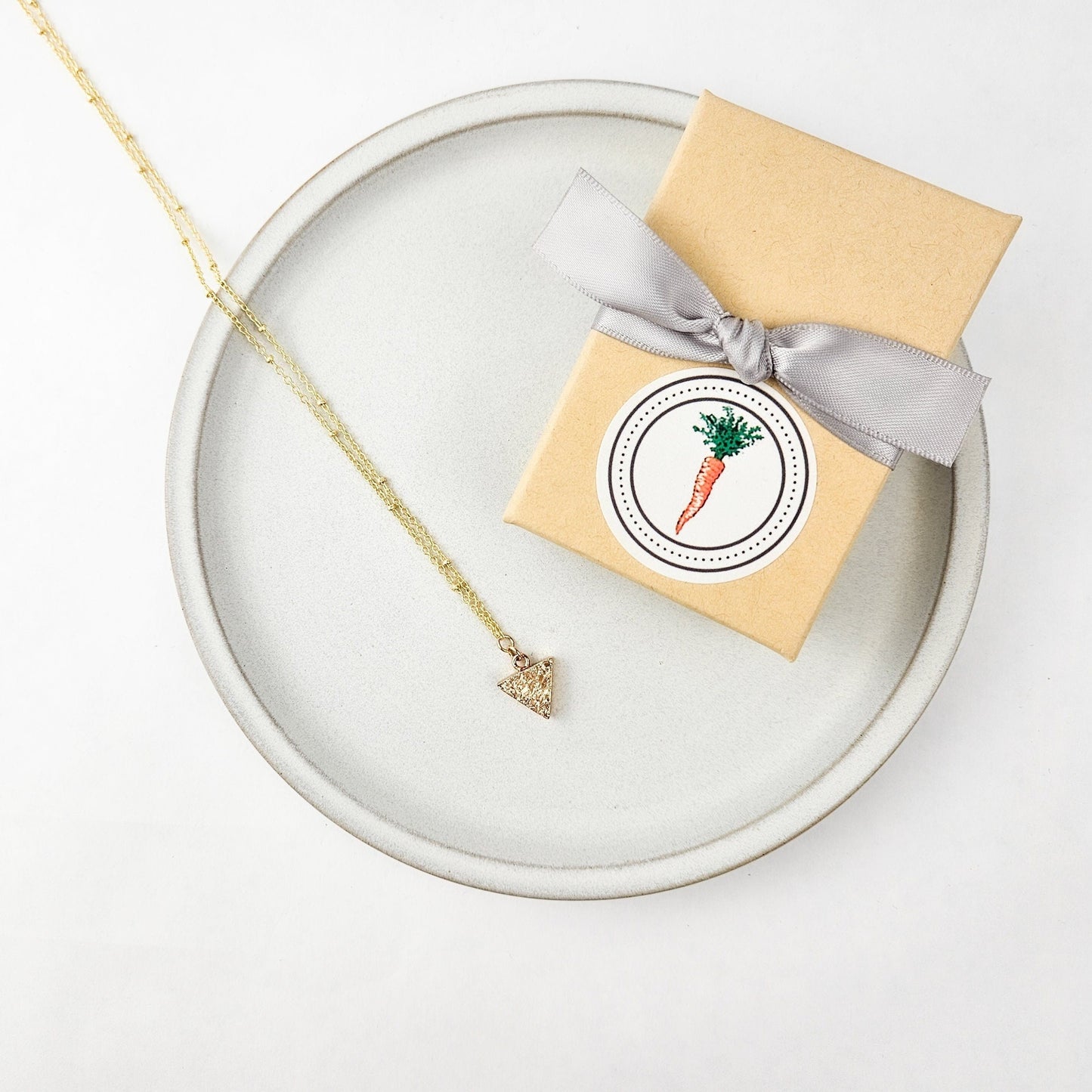 Dainty Champagne Druzy Quartz Triangle Necklace