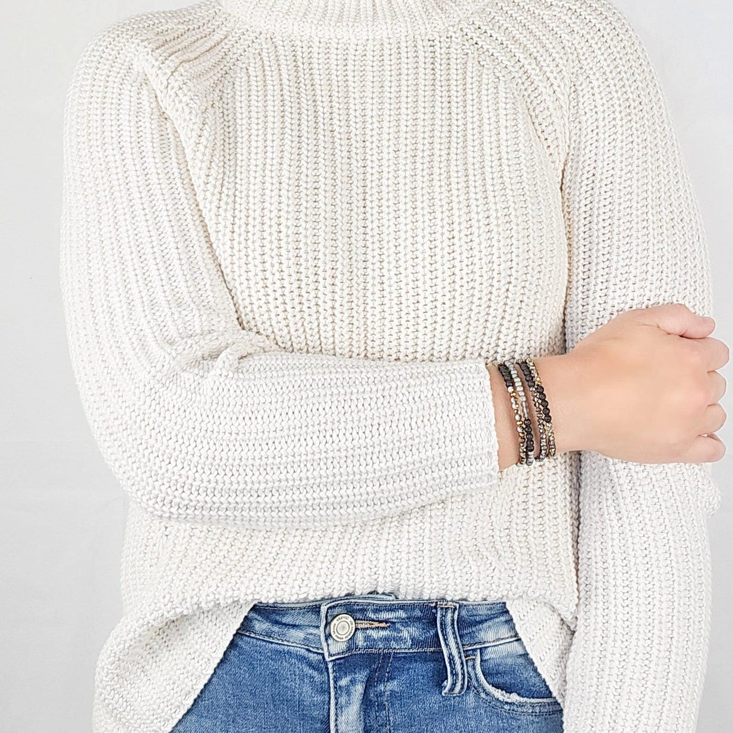 Glass + Lava Gold Bangle Bracelet Set