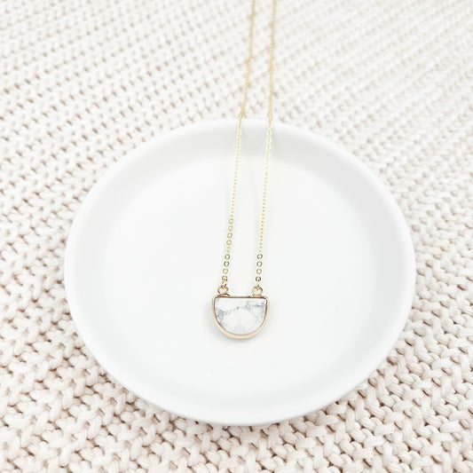 Half Moon Howlite Crystal Necklace