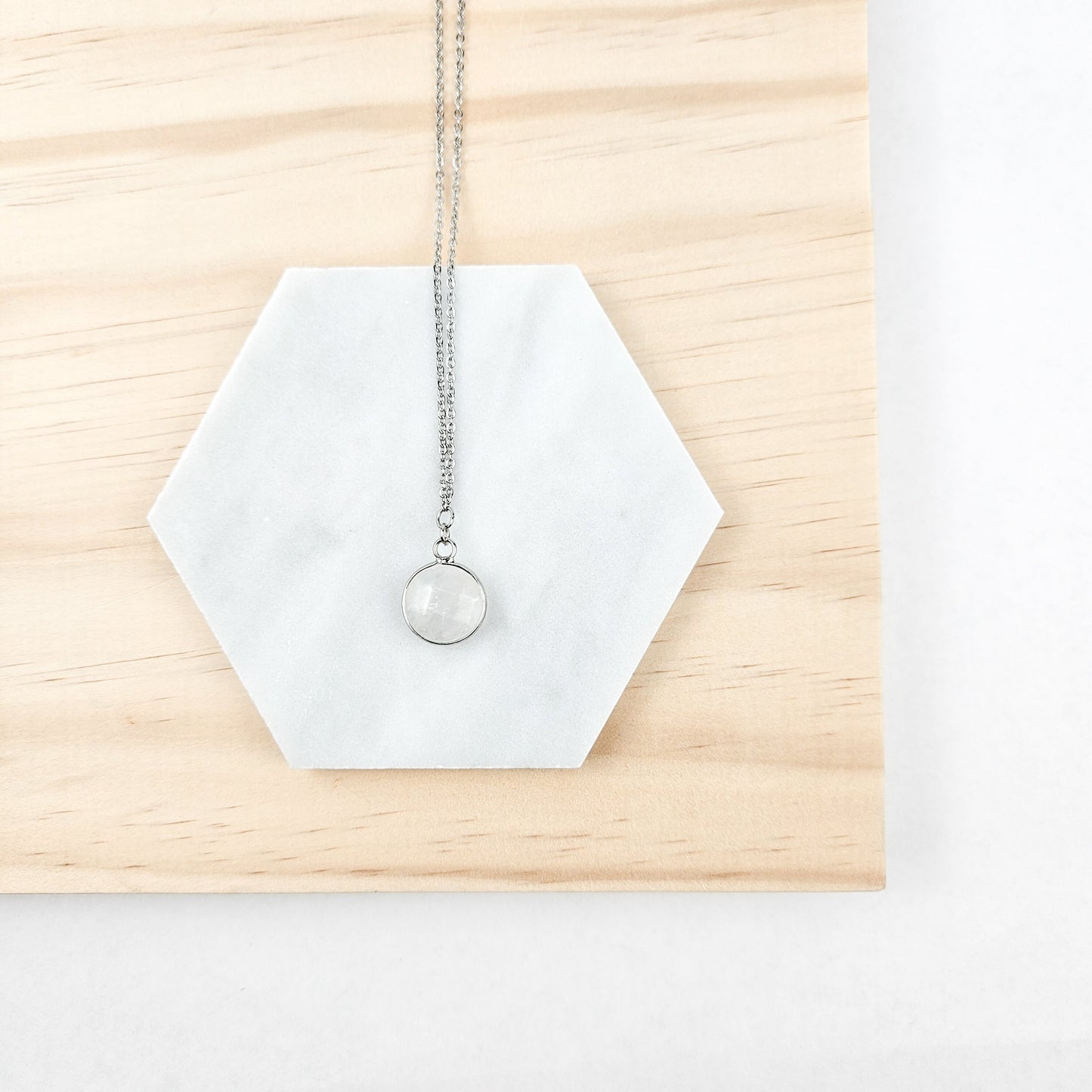 Dainty Silver Quartz Crystal Necklace