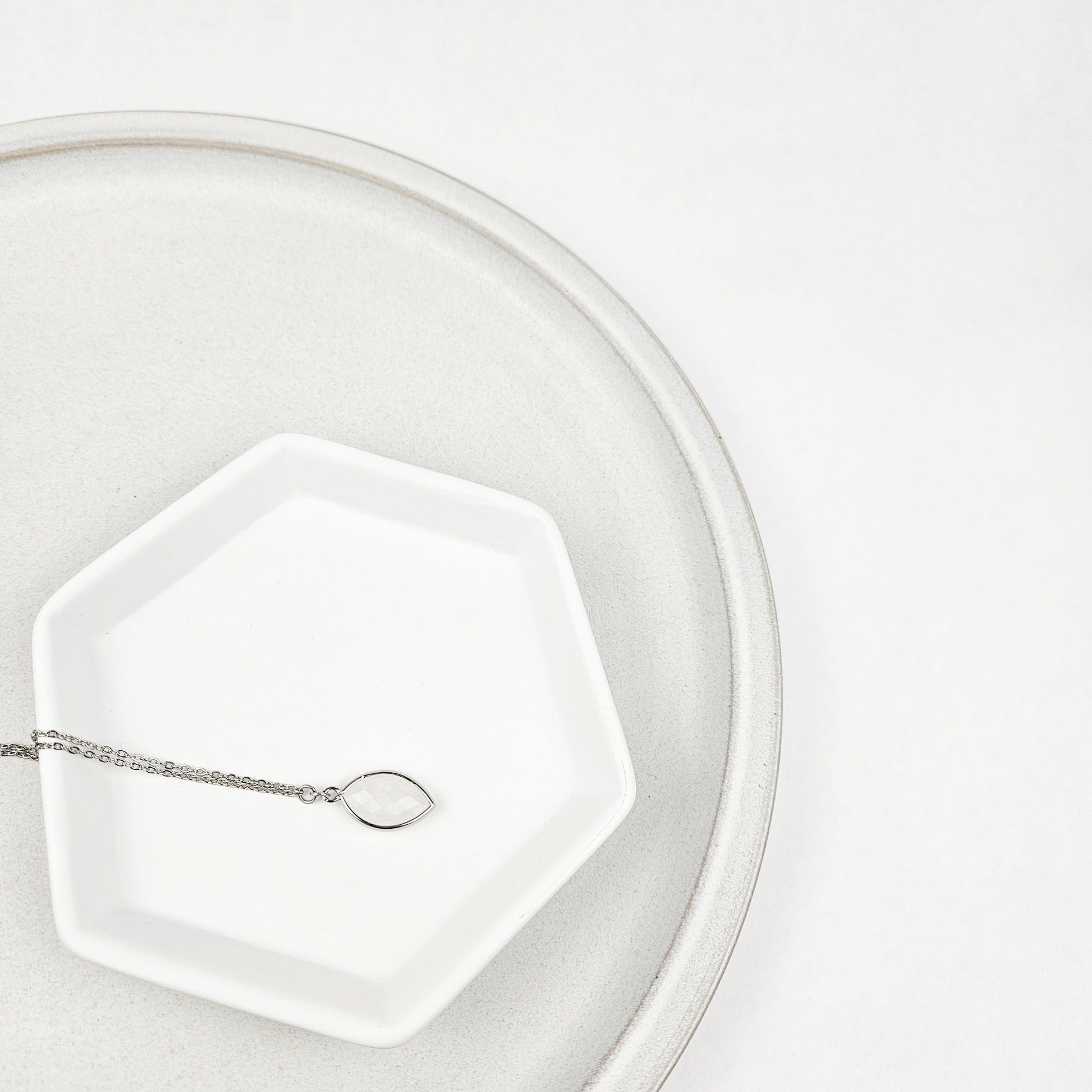 Faceted Quartz Crystal Silver Necklace