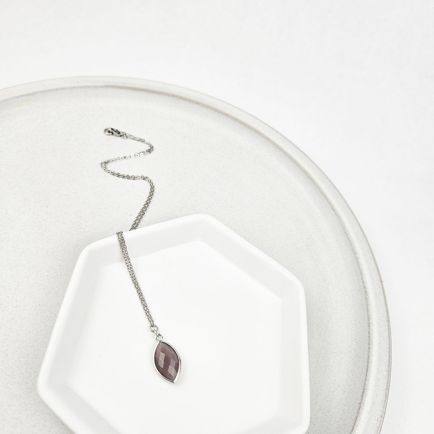 Faceted Agate Crystal Silver Necklace