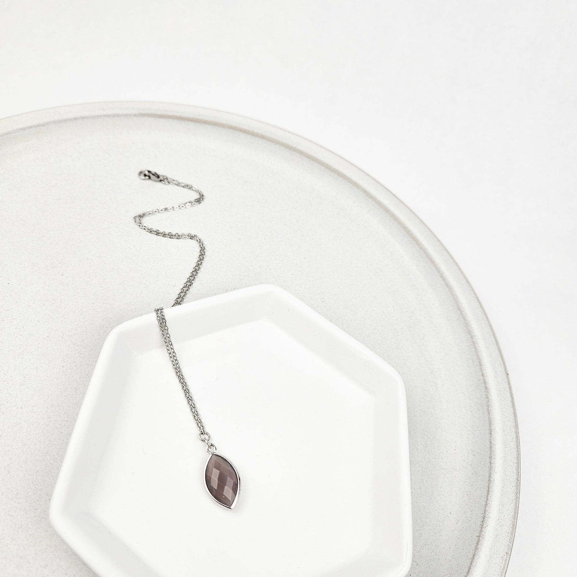 Faceted Agate Crystal Silver Necklace