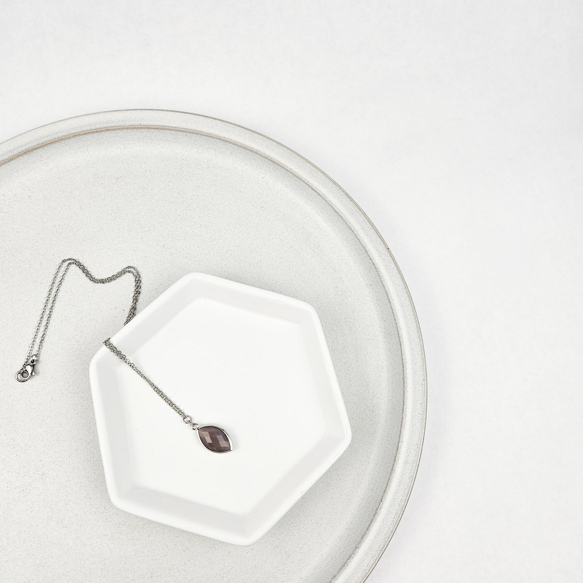 Faceted Agate Crystal Silver Necklace