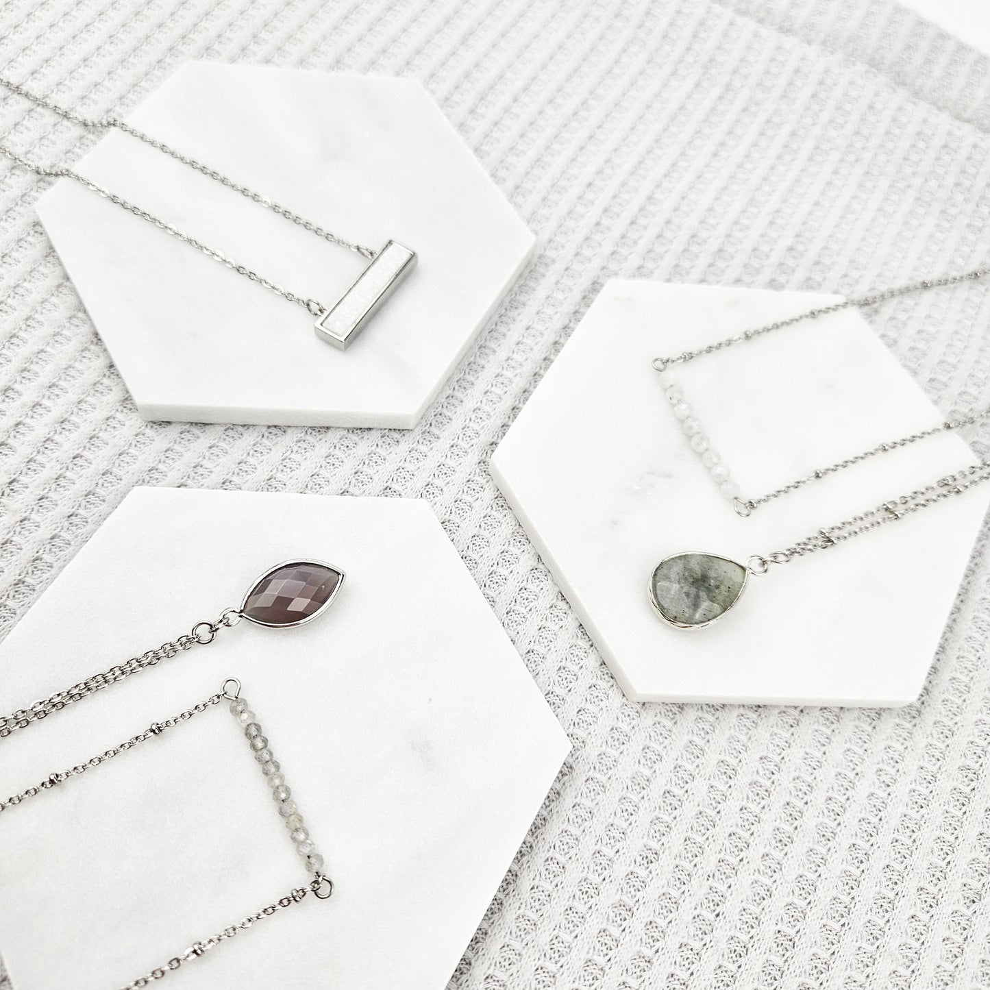 Faceted Agate Crystal Silver Necklace