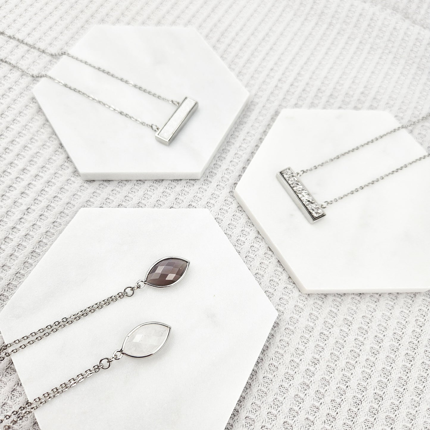 Faceted Agate Crystal Silver Necklace