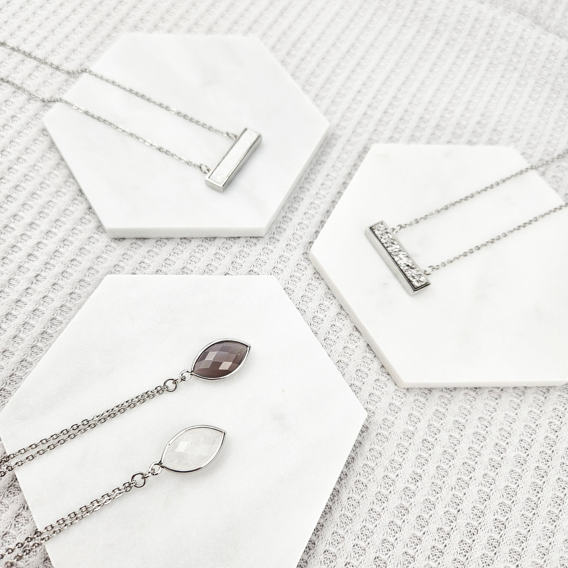 Faceted Agate Crystal Silver Necklace
