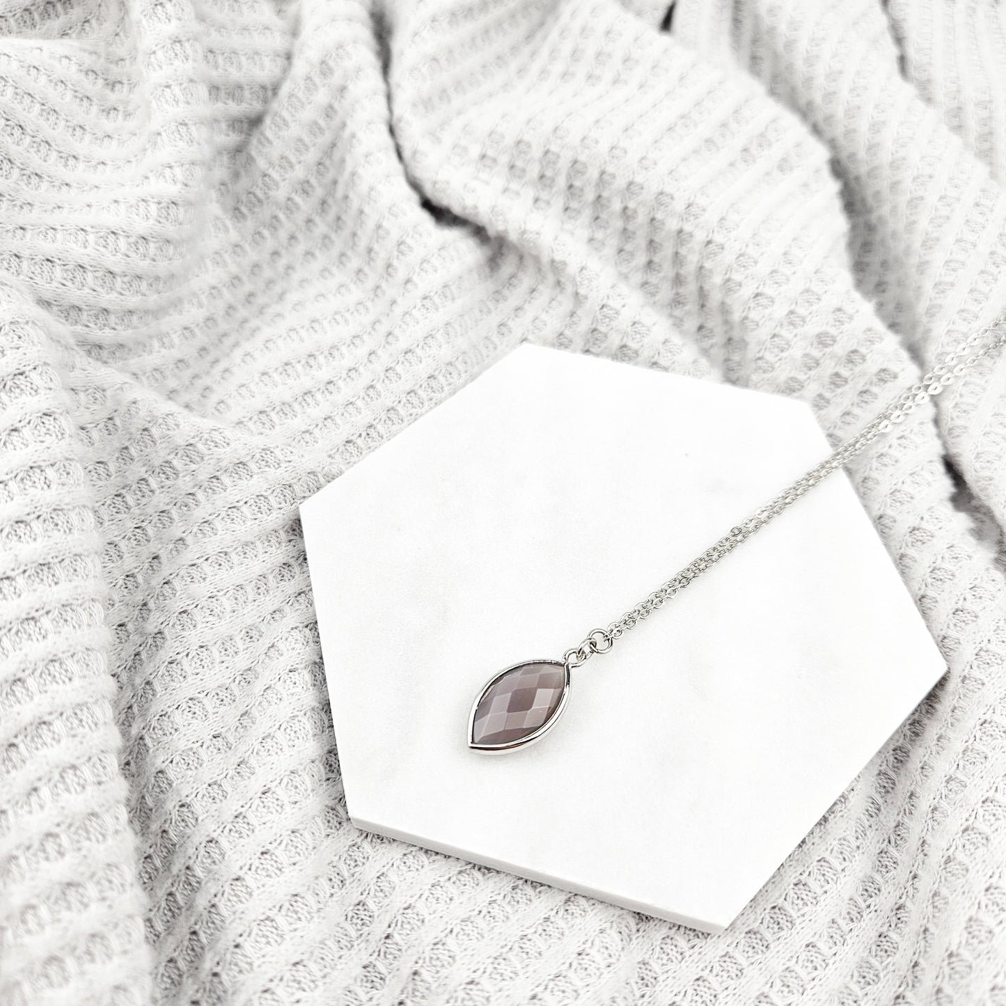 Faceted Agate Crystal Silver Necklace