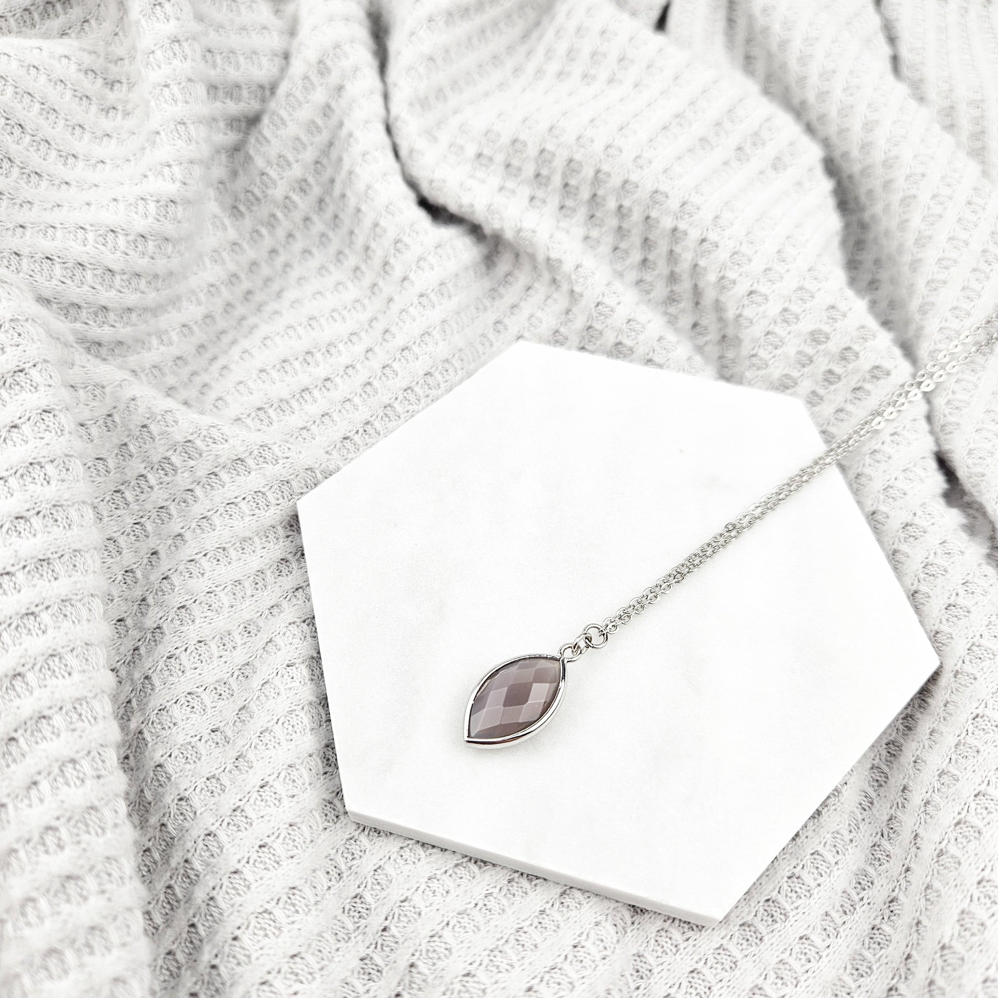 Faceted Agate Crystal Silver Necklace