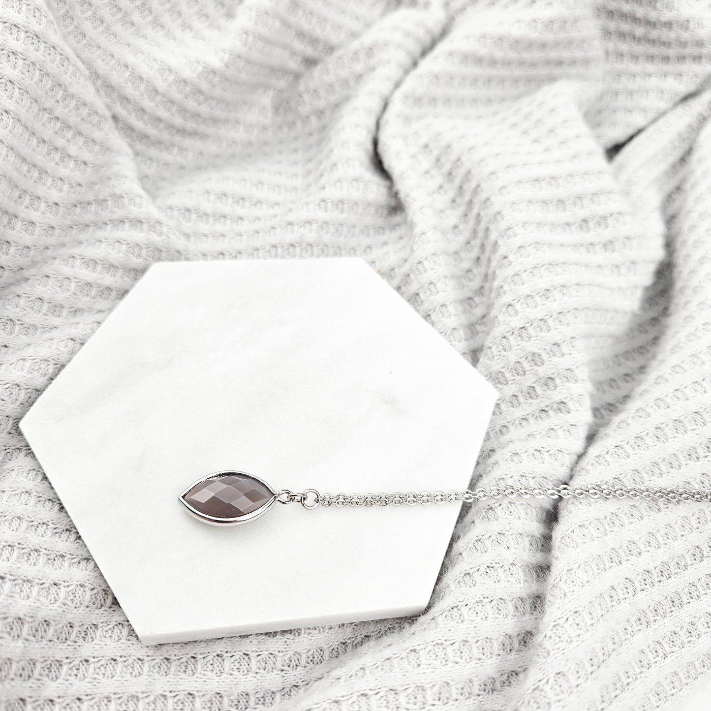 Faceted Agate Crystal Silver Necklace