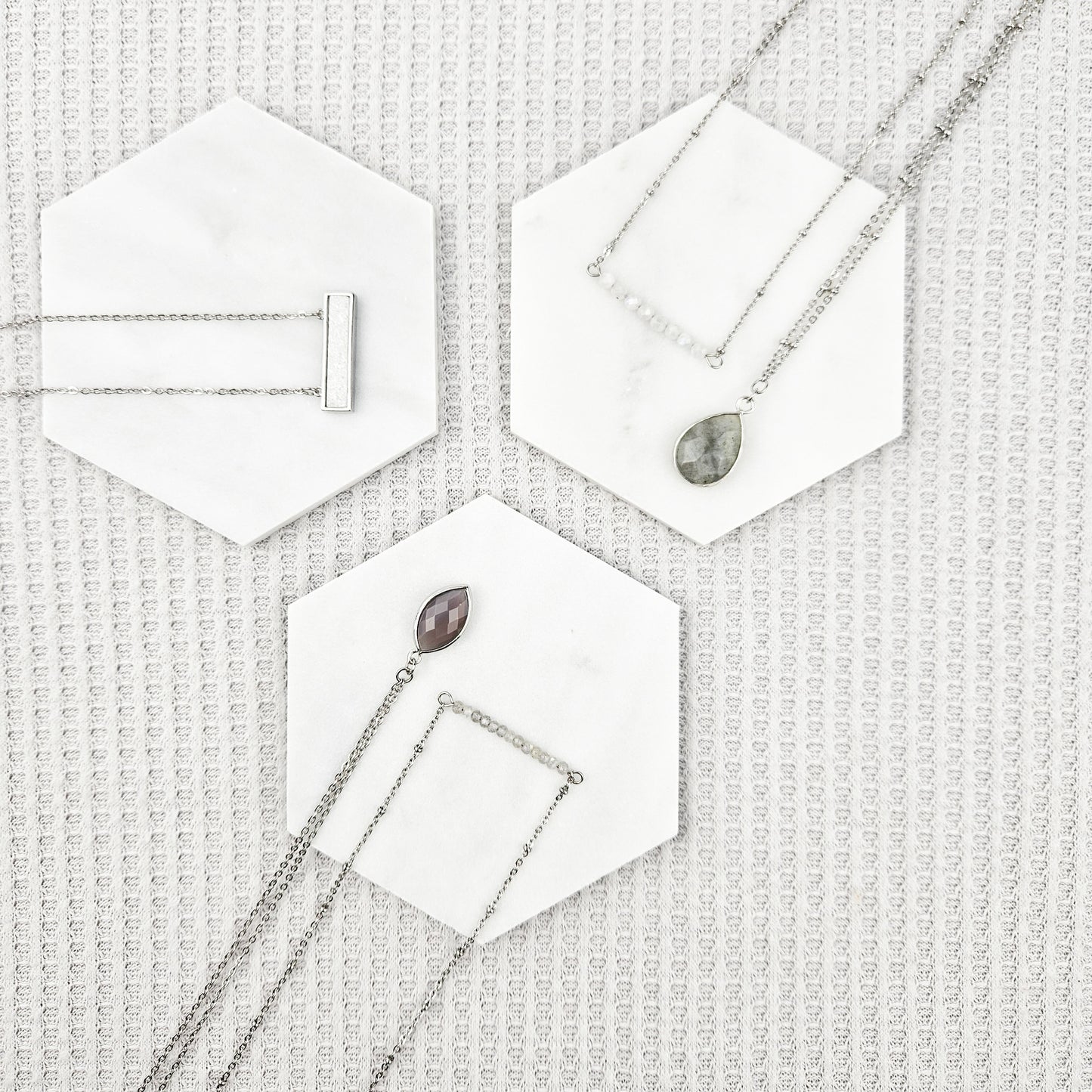 Dainty White Druzy Bar Necklace