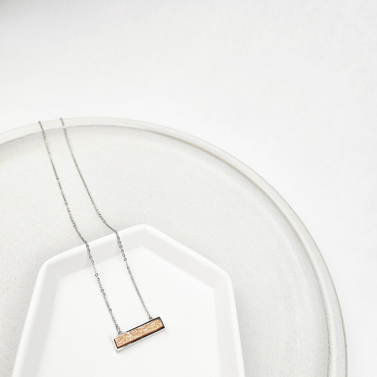 Dainty Champagne Druzy Bar Necklace