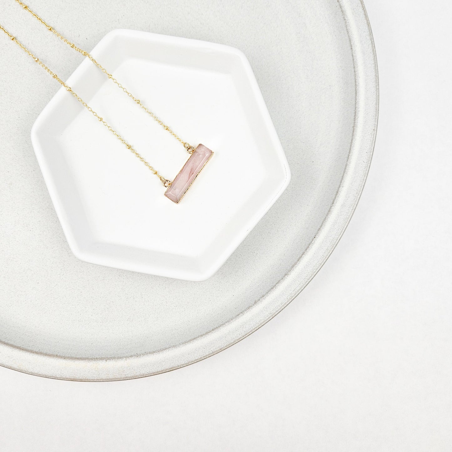 Rose Quartz Bar Necklace