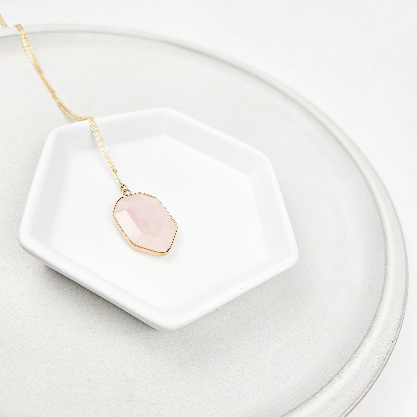 Rose Quartz Crystal Shield Necklace