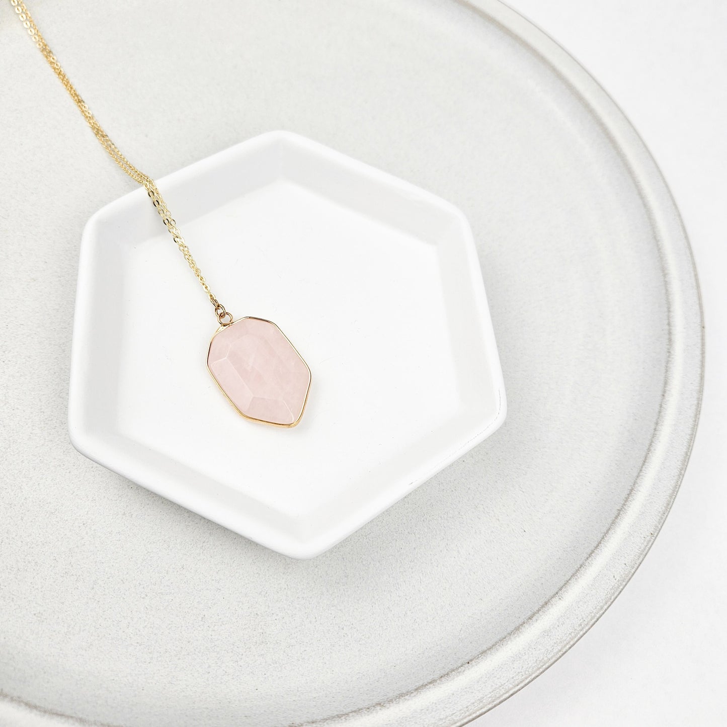 Rose Quartz Crystal Shield Necklace