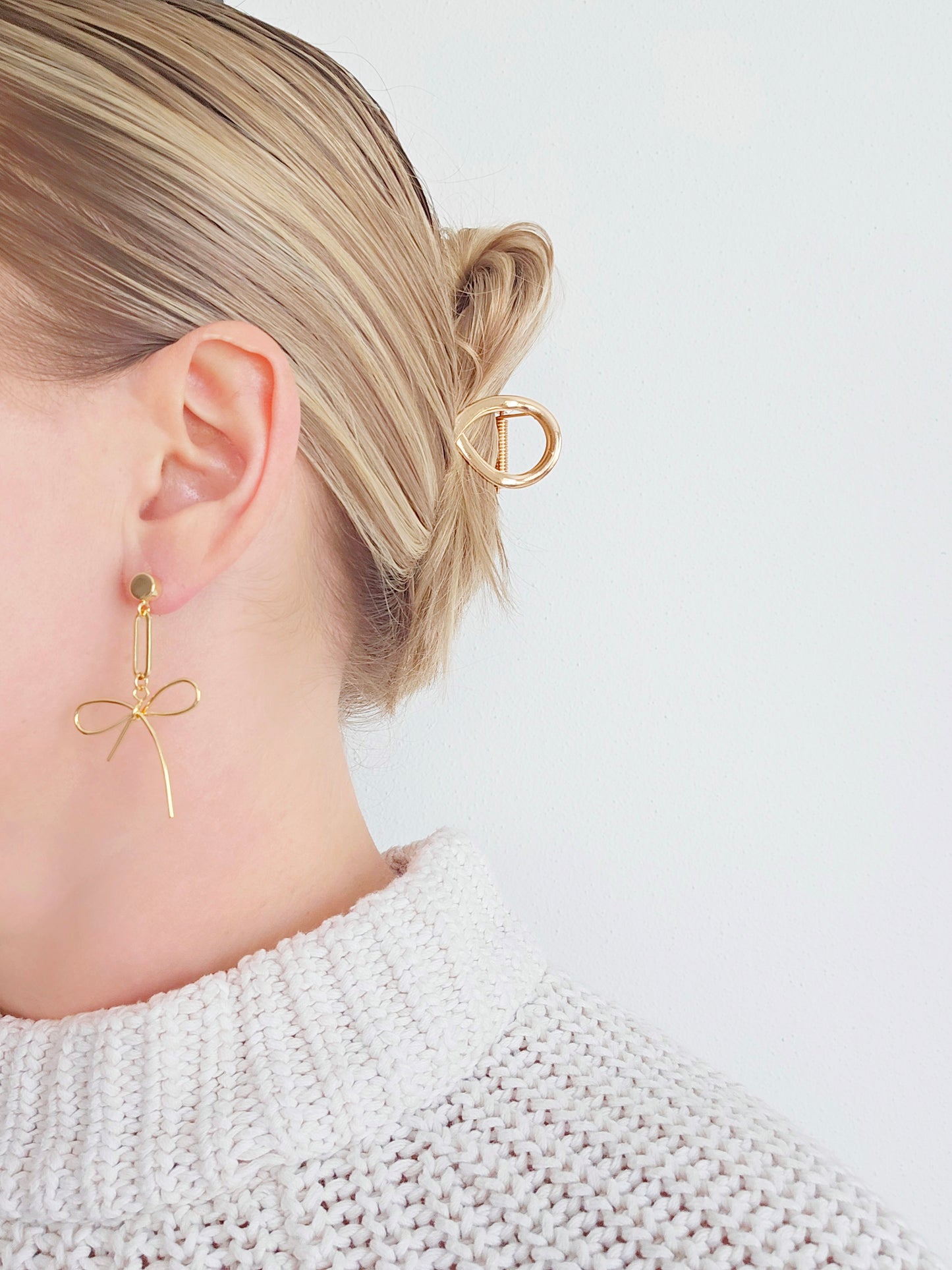 Gold Bow Statement Earrings