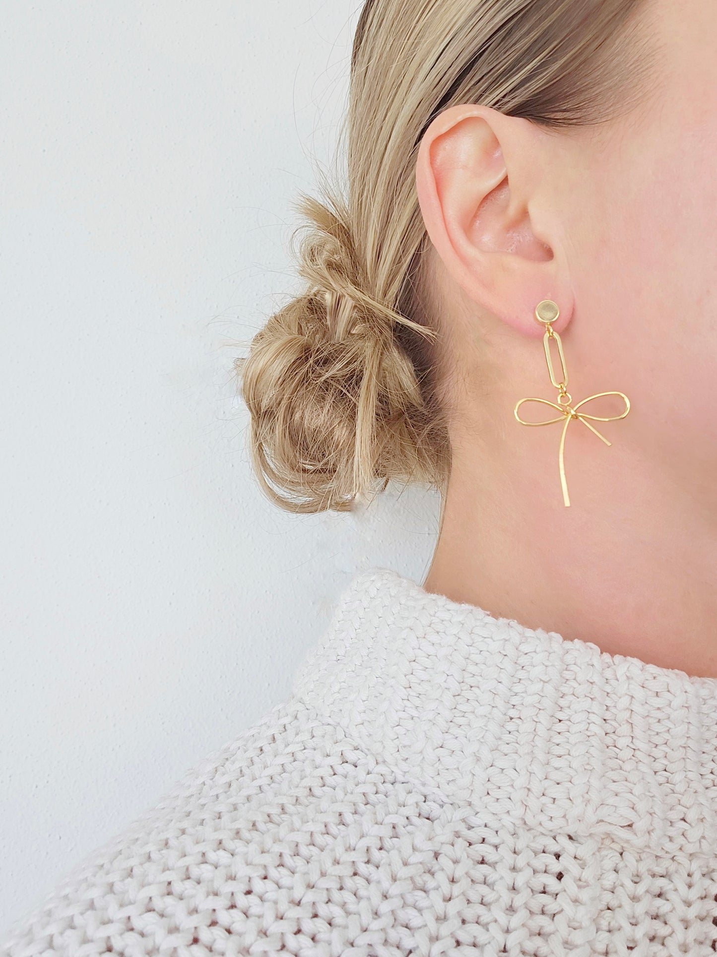 Gold Bow Statement Earrings