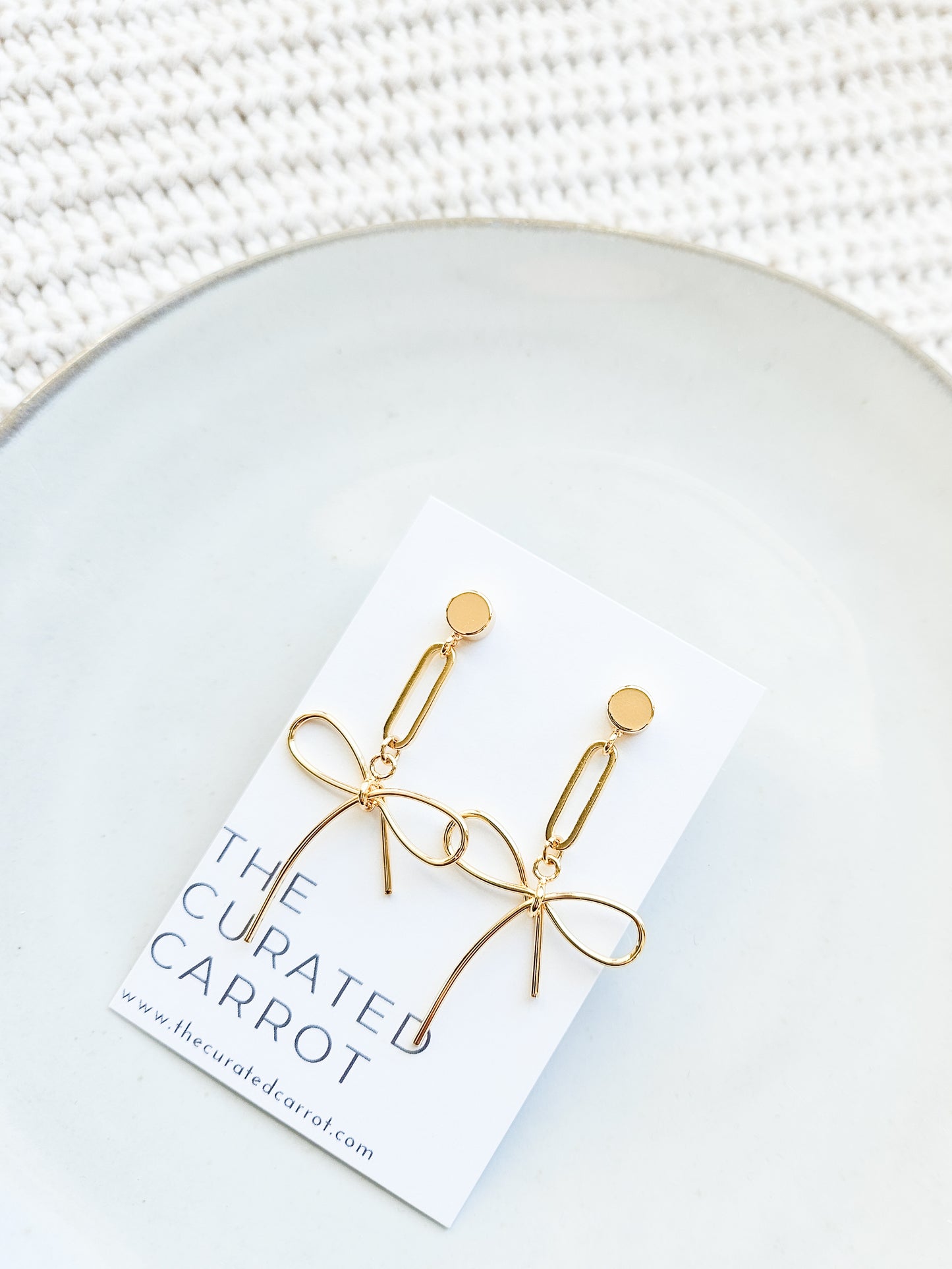 Gold Bow Statement Earrings