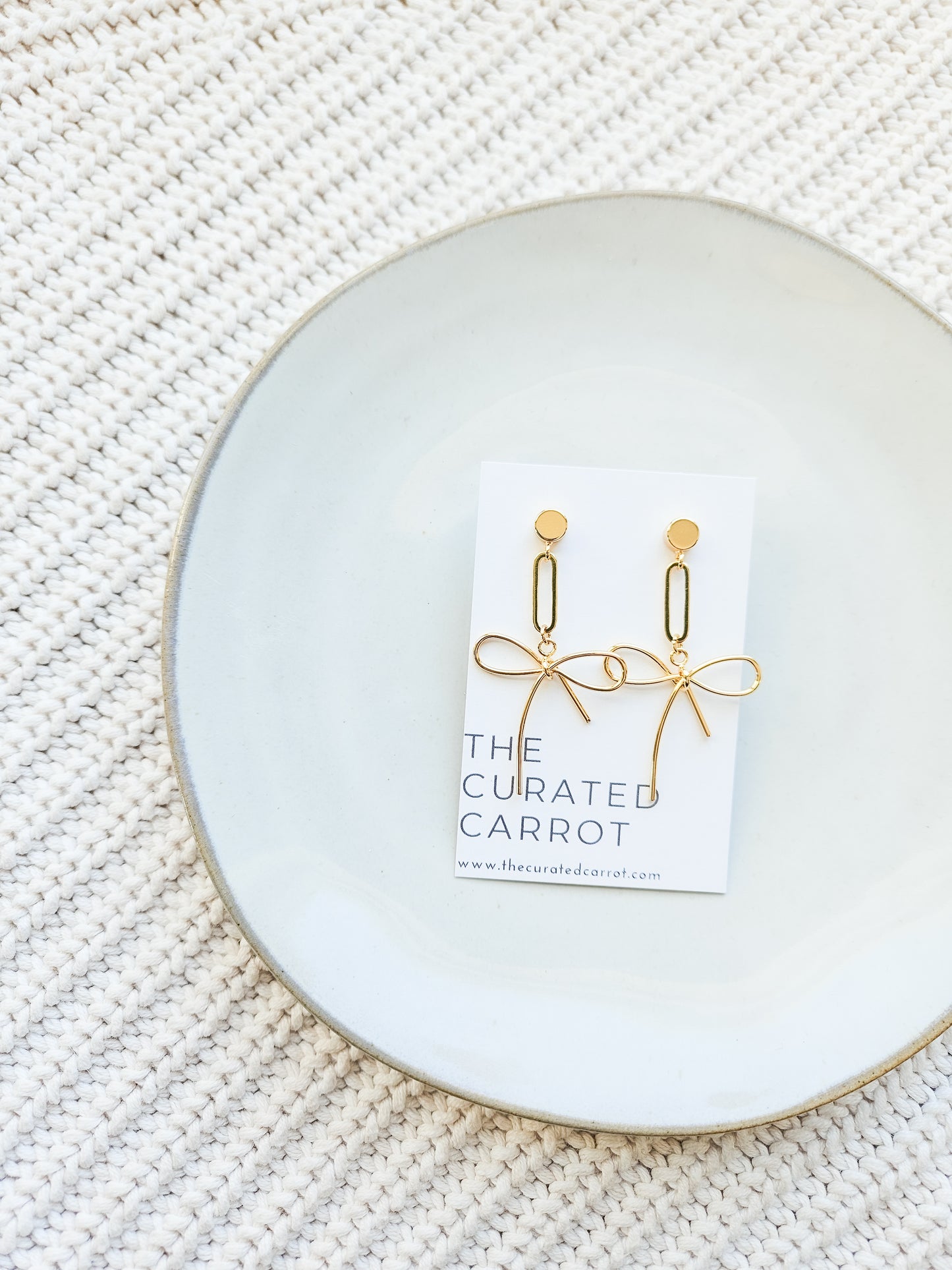 Gold Bow Statement Earrings