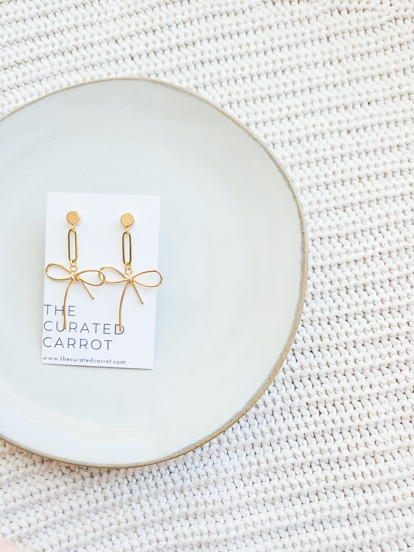 Gold Bow Statement Earrings