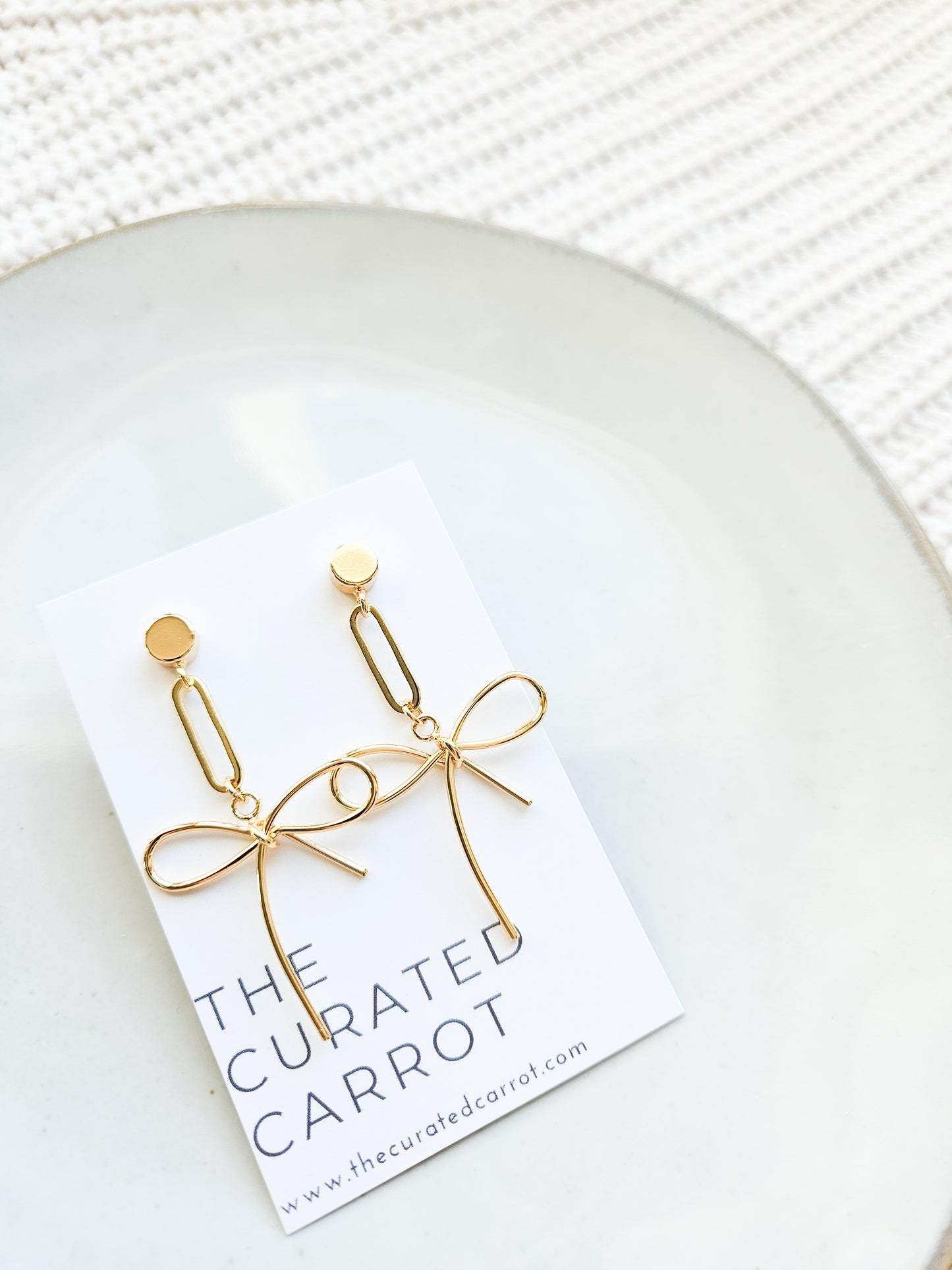 Gold Bow Statement Earrings