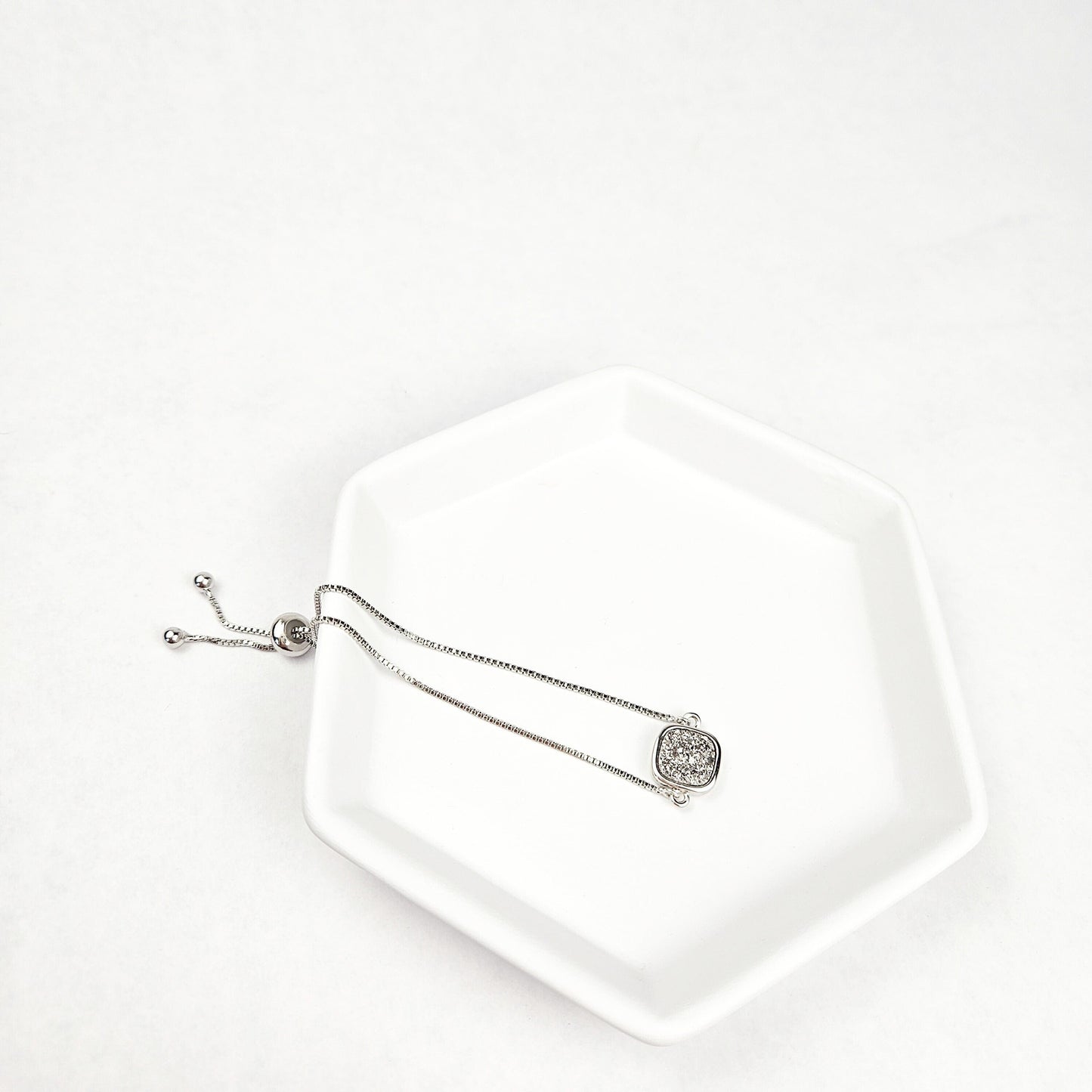 Adjustable Silver Druzy Quartz Crystal Bracelet