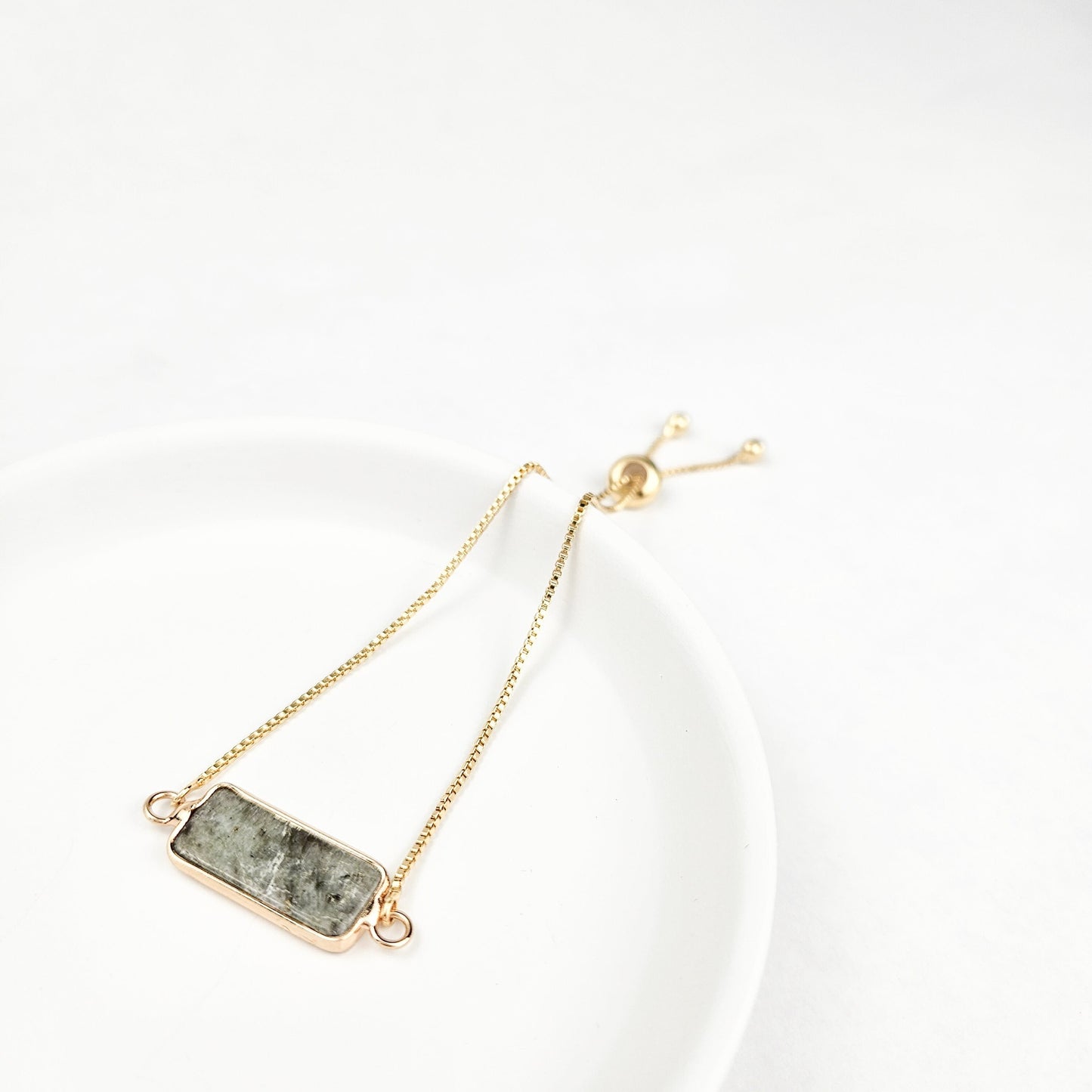 Adjustable Labradorite Crystal Bar Bracelet