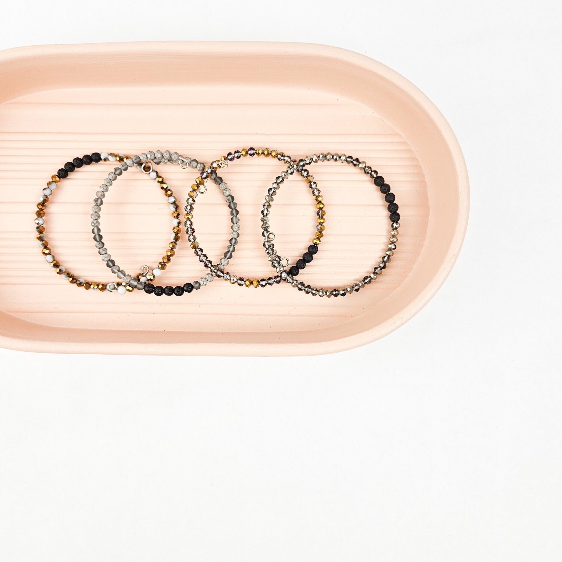 Glass + Lava Gold Bangle Bracelet Set