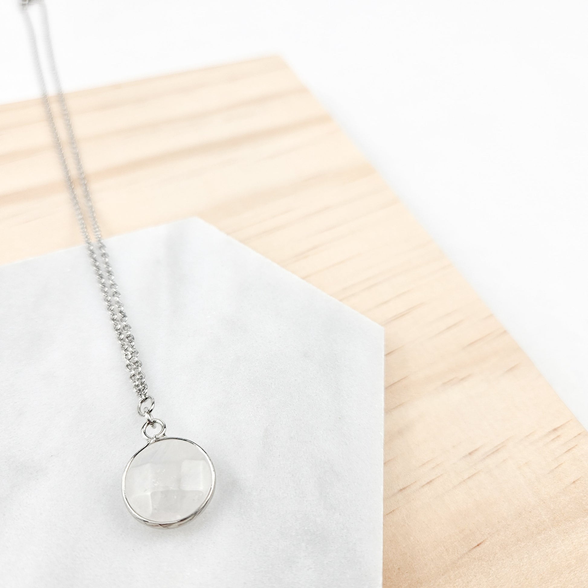 Dainty Silver Quartz Crystal Necklace