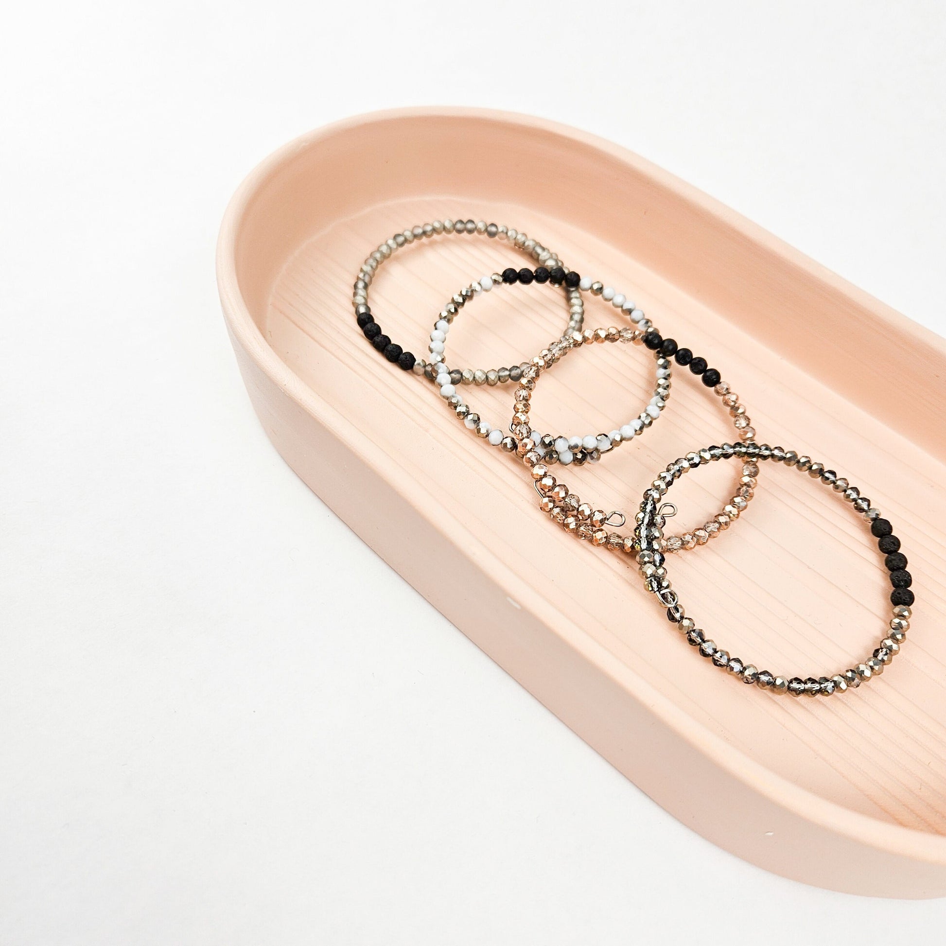 Glass + Lava Gold Bangle Bracelet Set